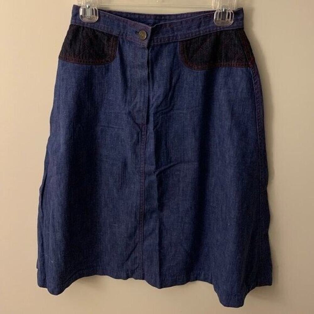 JCPenney Womens Size 13 Skirt Fashion Denim Vintage ALine Modest Pure Cotton